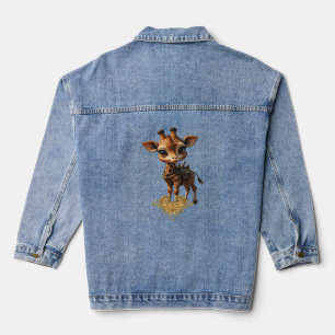 Baby giraffe in steampunk-cartoon style Classic T- Denim Jacket