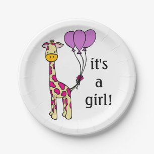 Baby Giraffe - It's a Girl - Baby Shower Plates