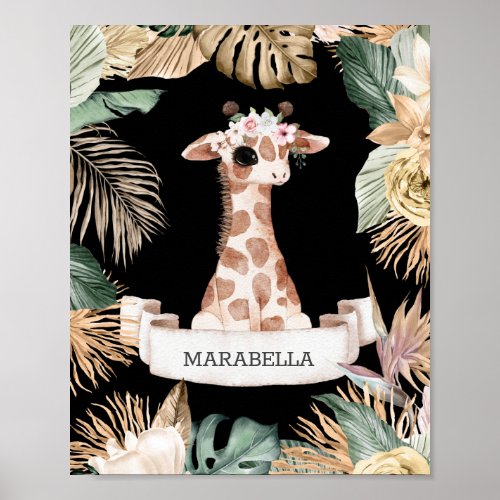  Baby Giraffe Jungle Plants Nursery Girl Sweet  Poster