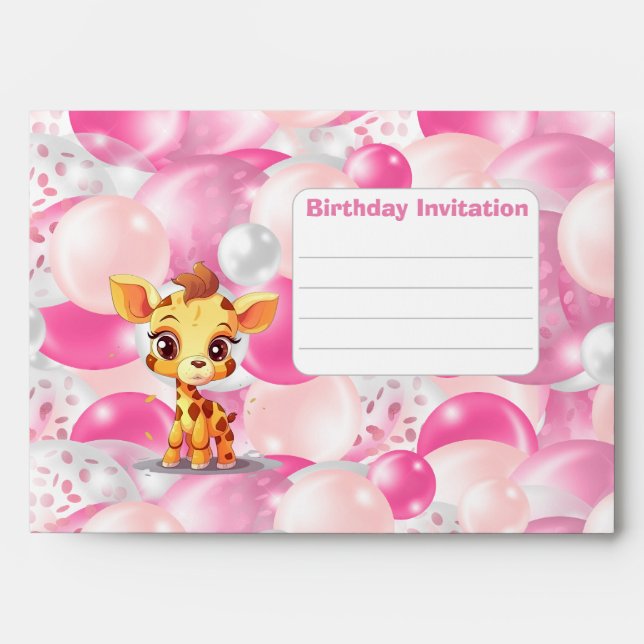 Baby Giraffe Let’s Make Her Birthday Special Envelope (Front)