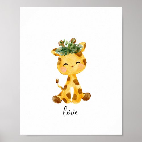 Baby Giraffe Love Nursery Poster