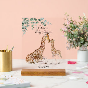BABY GIRAFFE MOMMY GIRAFFE BABY SHOWER ACRYLIC SIGN