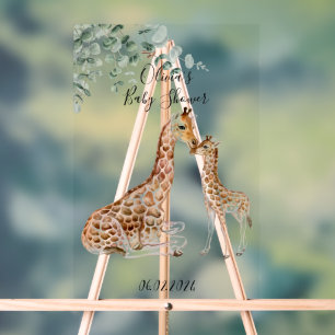 BABY GIRAFFE MOMMY GIRAFFE BABY SHOWER ACRYLIC SIGN