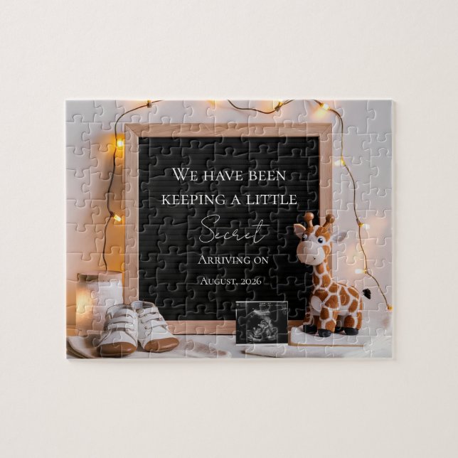  Baby Giraffe Neutral  pregnancy announcement  Jigsaw Puzzle (Horizontal)