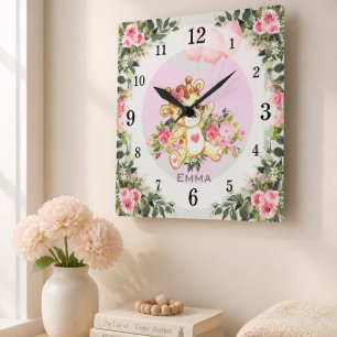 Baby Giraffe Nursery Décor Personalized Square Wall Clock
