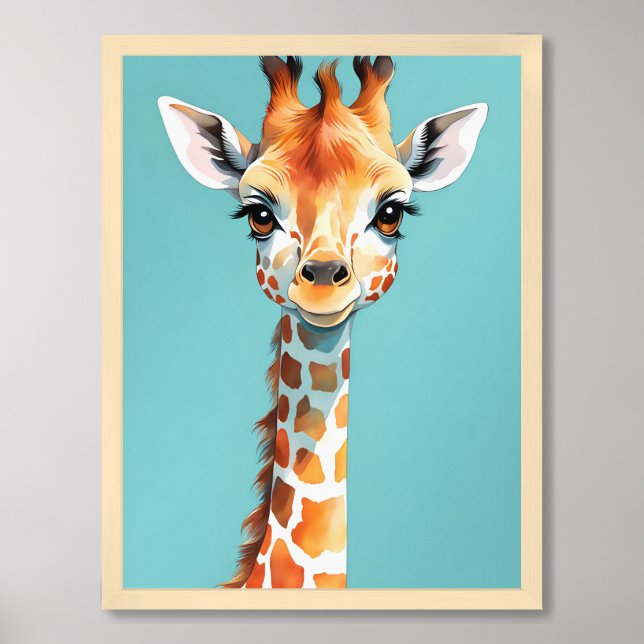 Baby Giraffe Nursery Wall Art (Framed Front)