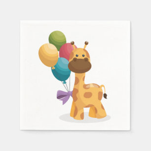 Baby Giraffe Paper Napkins, Safari Baby Shower Napkins