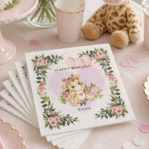 Baby Giraffe Personalized Birthday Napkins