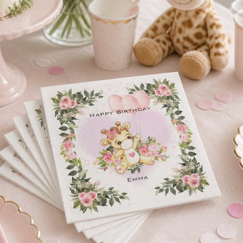 Baby Giraffe | Personalized Birthday Napkins