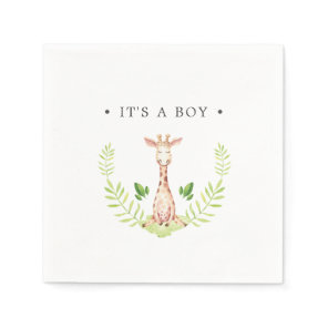 Baby Giraffe Personalized It's a Boy Napkins