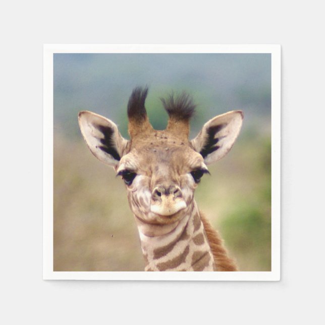Baby giraffe picture, Kenya, Africa | Cocktail Paper Napkins (Front)