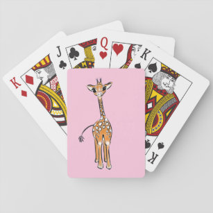 Baby Giraffe - pink Playing Cards