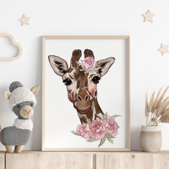 Baby Giraffe Rose Personalized Poster | Wall Print (Creator Uploaded)
