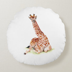 Baby Giraffe Round Pillow