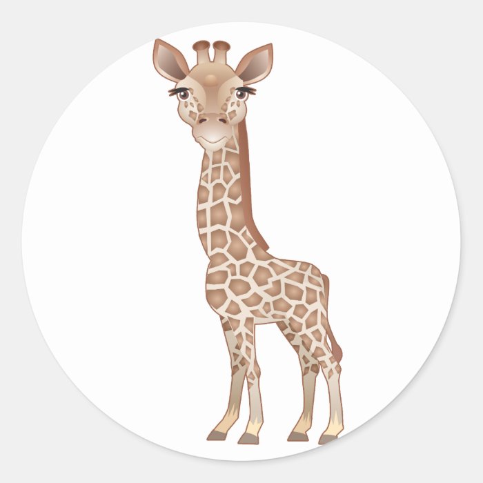 Baby Giraffe Round Stickers