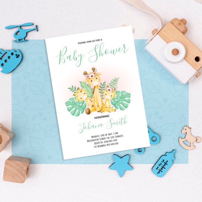 Baby Giraffe Safari Baby Shower Invitation (Creator Uploaded)