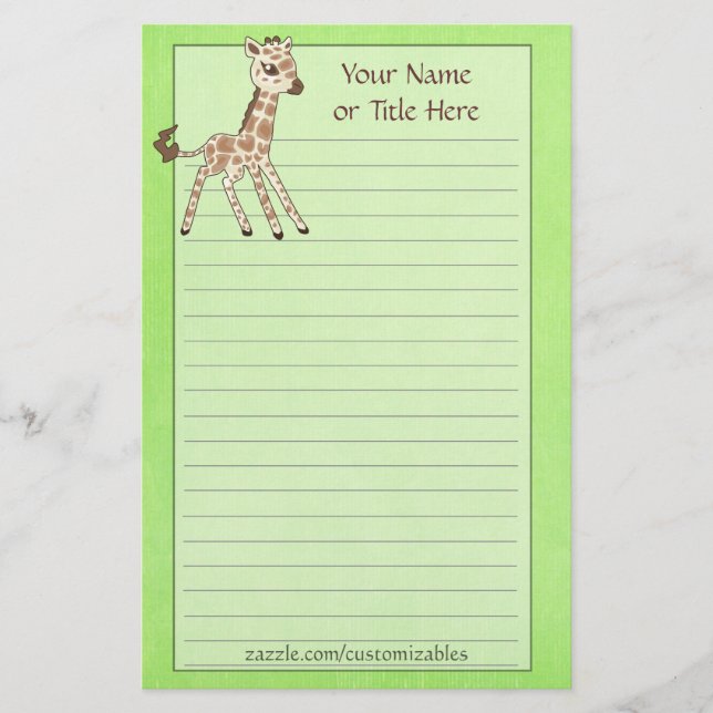 Baby Giraffe Stationery (Front)