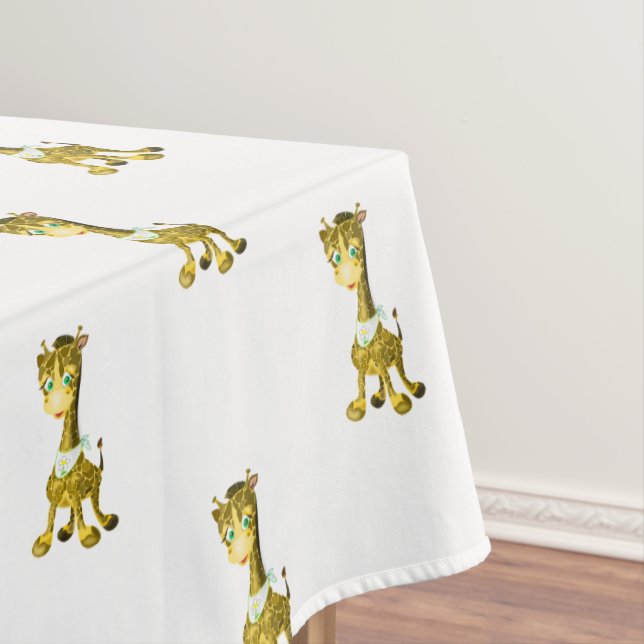 Baby Giraffe Tablecloth - Custom Colors - Text (In Situ)