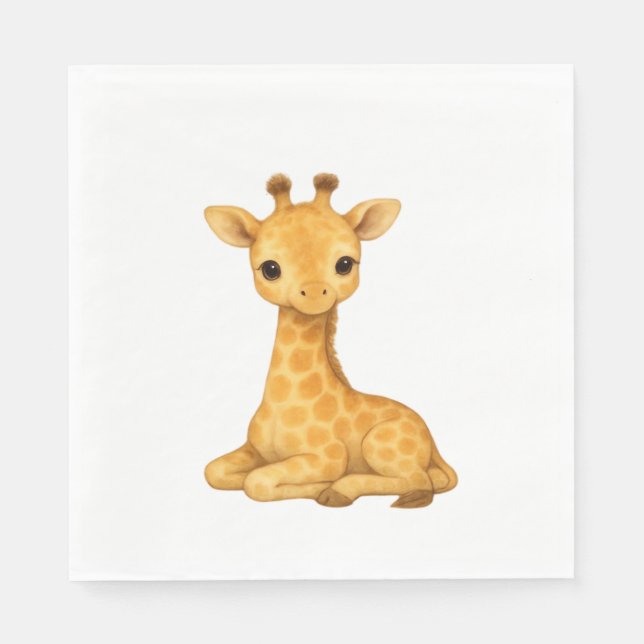 Baby Giraffe Watercolor Print – Nursery Wall Art O Napkins (Front)