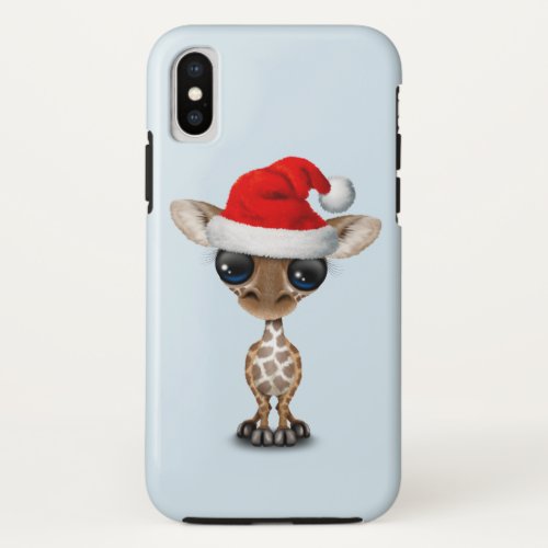 Baby Giraffe Wearing a Santa Hat iPhone X Case