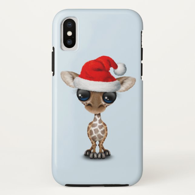Baby Giraffe Wearing a Santa Hat Case-Mate iPhone Case (Back)