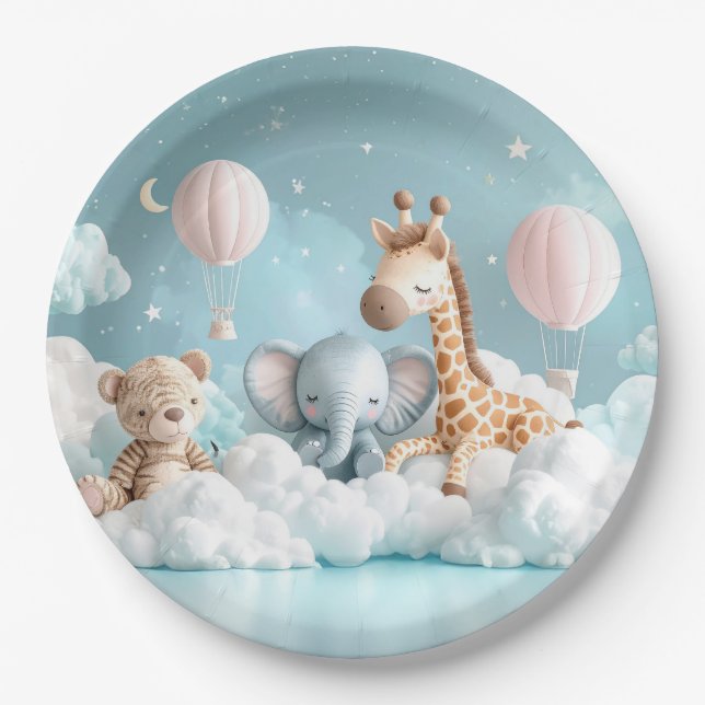 Baby Giraffe with all his friends Paper Plates (Front)