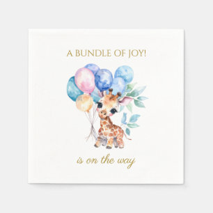 Baby Giraffe with balloons Baby Shower Napkins