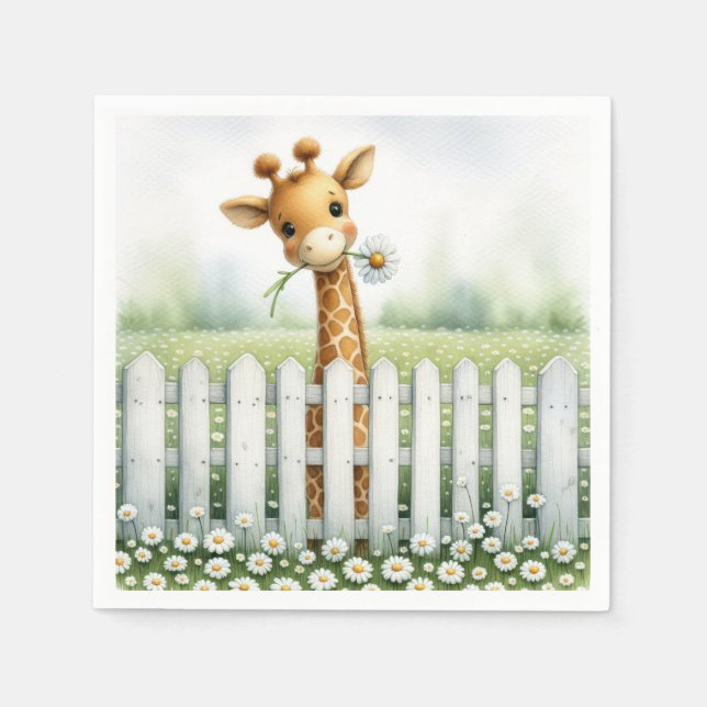 Baby Giraffe With Daisy  Napkins (Front)