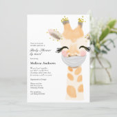 Baby Giraffe with Mask Baby Shower by Mail Invitation (Standing Front)