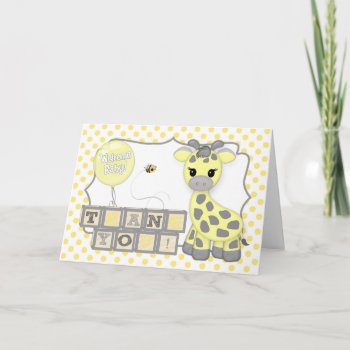 Baby Giraffe Yellow Gray 5x7 Thank You Card 363 by MonkeyHutDesigns at Zazzle