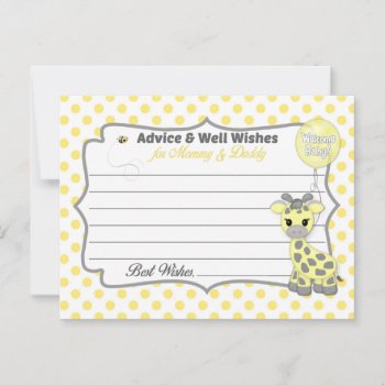 Baby Giraffe Yellow Gray Advice For Mommy Daddy by MonkeyHutDesigns at Zazzle