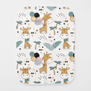 Baby Giraffes, Balloons and Palm Trees Baby Burp Cloth