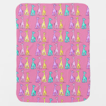 Baby Giraffes In A Row Baby Pink Blanket