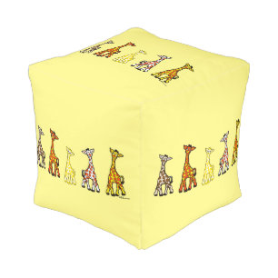 Baby Giraffes In A Row Pouf