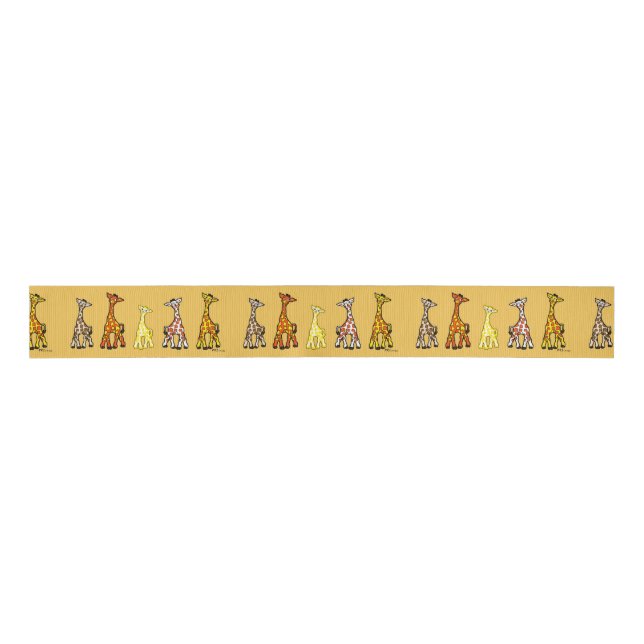 Baby Giraffes In A Row Ribbon (Front)