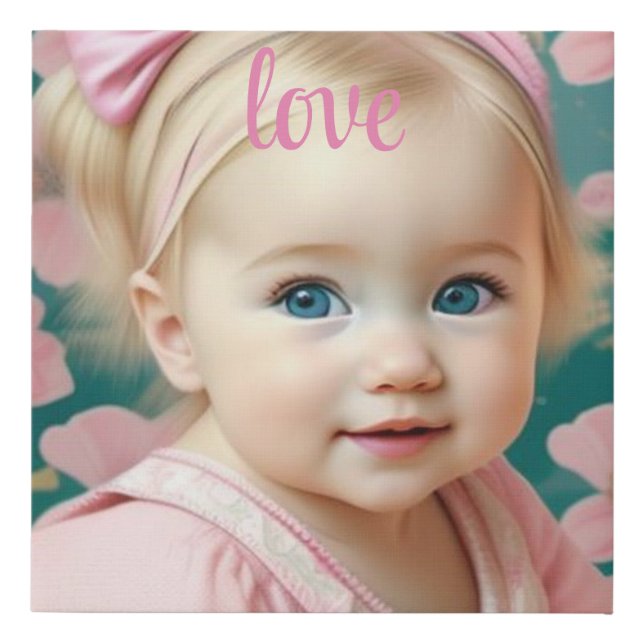 Baby Girl 10 x 10 Love Faux Wrapped Canvas Print (Front)