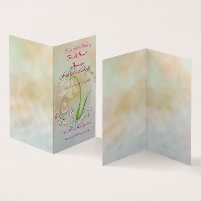 Baby Girl 1sr birthday Flat Card (Inside and Outside)
