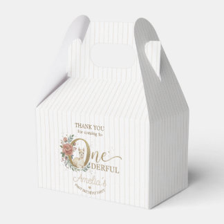 Baby Girl 1st Birthday Bohemian Floral Crown Favor Boxes