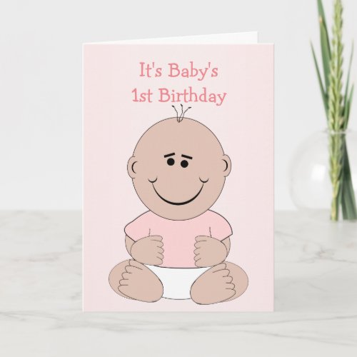 Baby Girl 1st Birthday Card