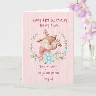 Baby Girl 1st. Birthday Card