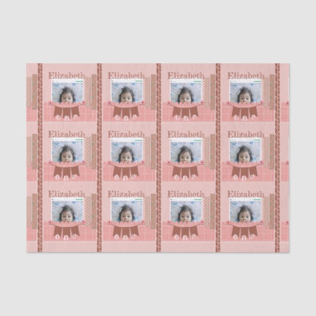Baby Girl 1st Birthday Pink Scrapbook Tissue Paper (Front)