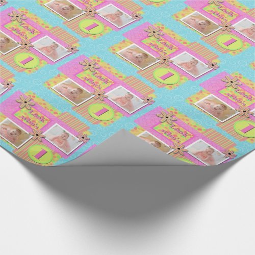 Baby Girl 1st Birthday Pink  Yellow Scrapbooking Wrapping Paper