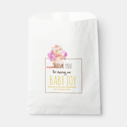 Baby Girl 1st Birthday Shower Princess Cats Thanks Favor Bag