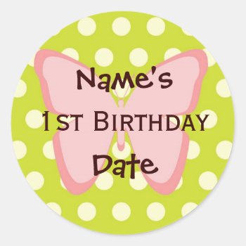 Baby Girl 1st Birthday Sticker by jgh96sbc at Zazzle