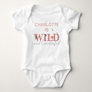 Baby Girl 1st Birthday Wild & Onederful Pink Baby Bodysuit