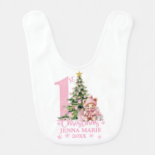 BABY GIRL 1ST CHRISTMAS BABY BIB