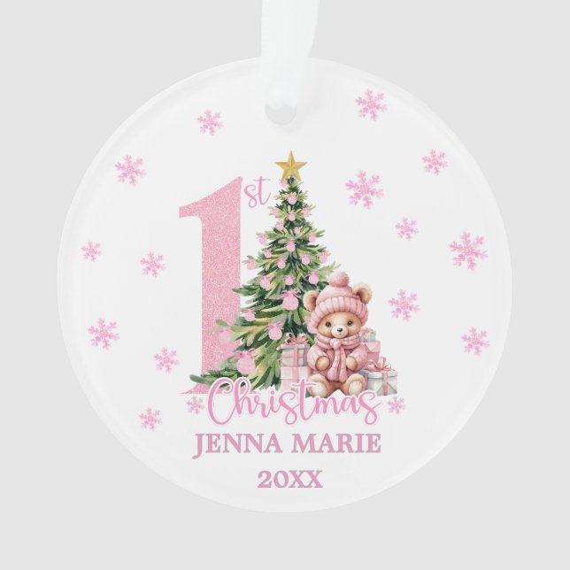 BABY GIRL 1ST CHRISTMAS Ornament (Front)