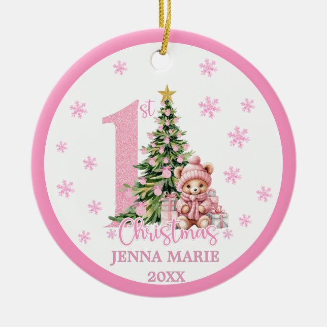 BABY GIRL 1ST CHRISTMAS Ornament (Front)