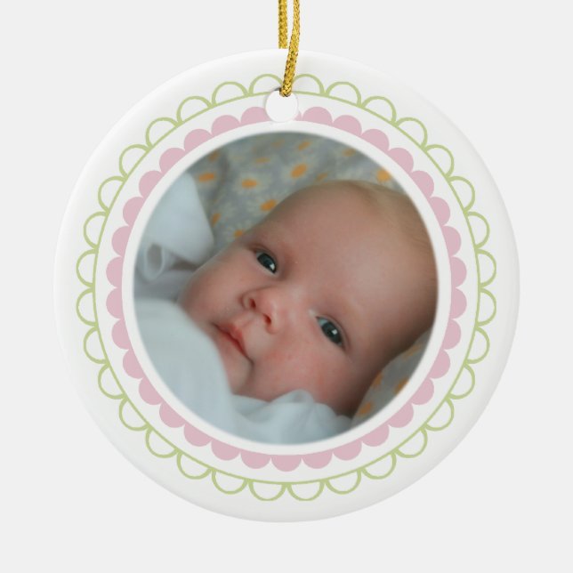 Baby Girl 1st Christmas Photo Ornament Keepsake (Front)