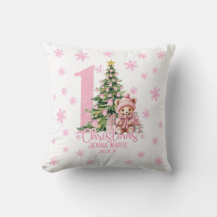 BABY GIRL 1ST CHRISTMAS  THROW PILLOW